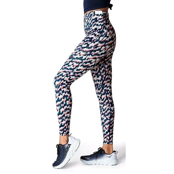 Sweaty Betty Leggings 7/8 Length Rapid Run Blue Spliced Mirage Print Size 6 - Picture 3 of 16
